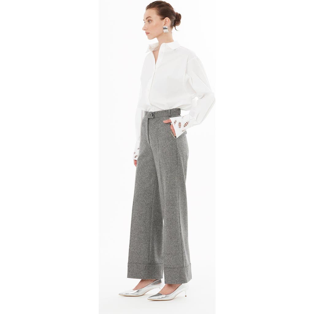 Gizia High-waisted Straight-leg Pants In Gray