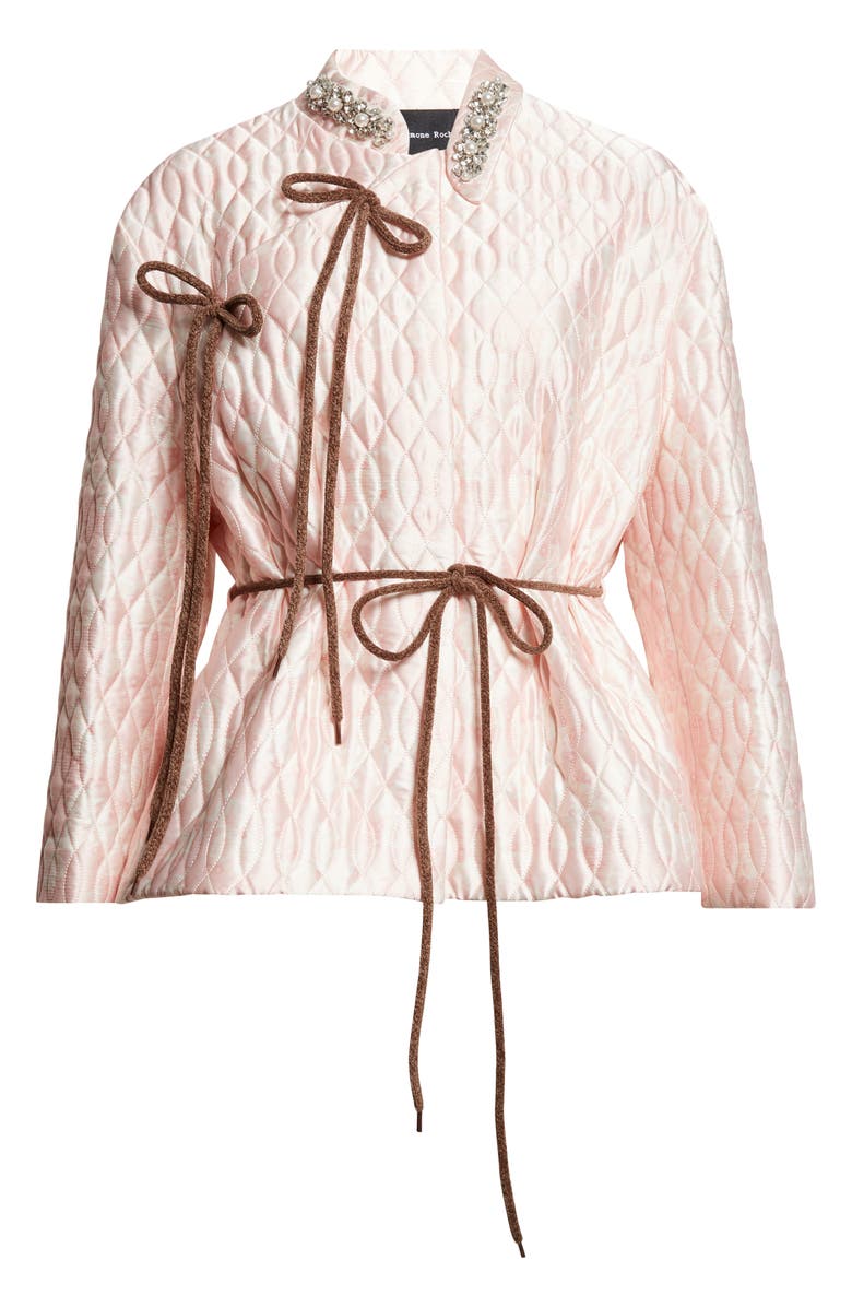 Simone Rocha Quilted Floral Offset Fragment Collar Jacket, Main, color, Pink/ Brown/ Pearl/ Clear