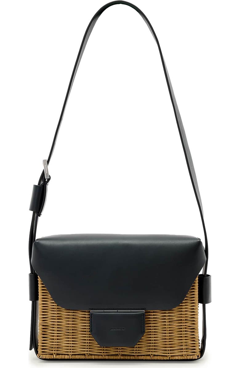AllSaints Monique WIcker Shoulder Bag, Main, color, Biscuit/ Black