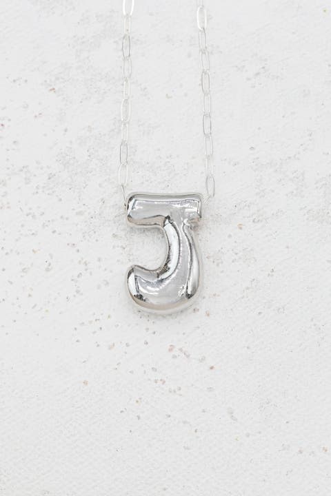 Small Paperclip Necklace with Silver Letter Charm