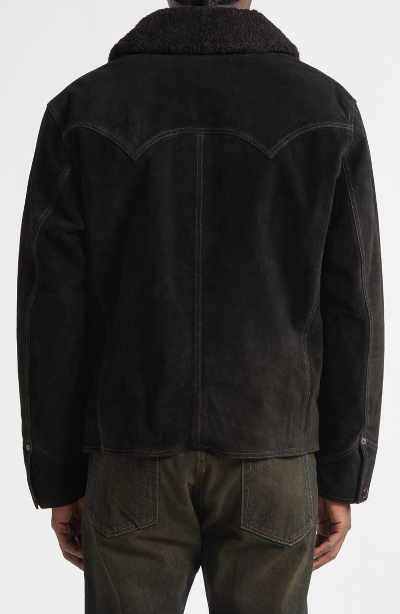 Double RL Cody Roughout Suede Jacket with Genuine Shearling Trim, Alternate, color, Vintage Black