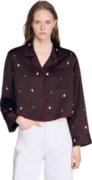 SANDRO Shirt with beads and rhinestones