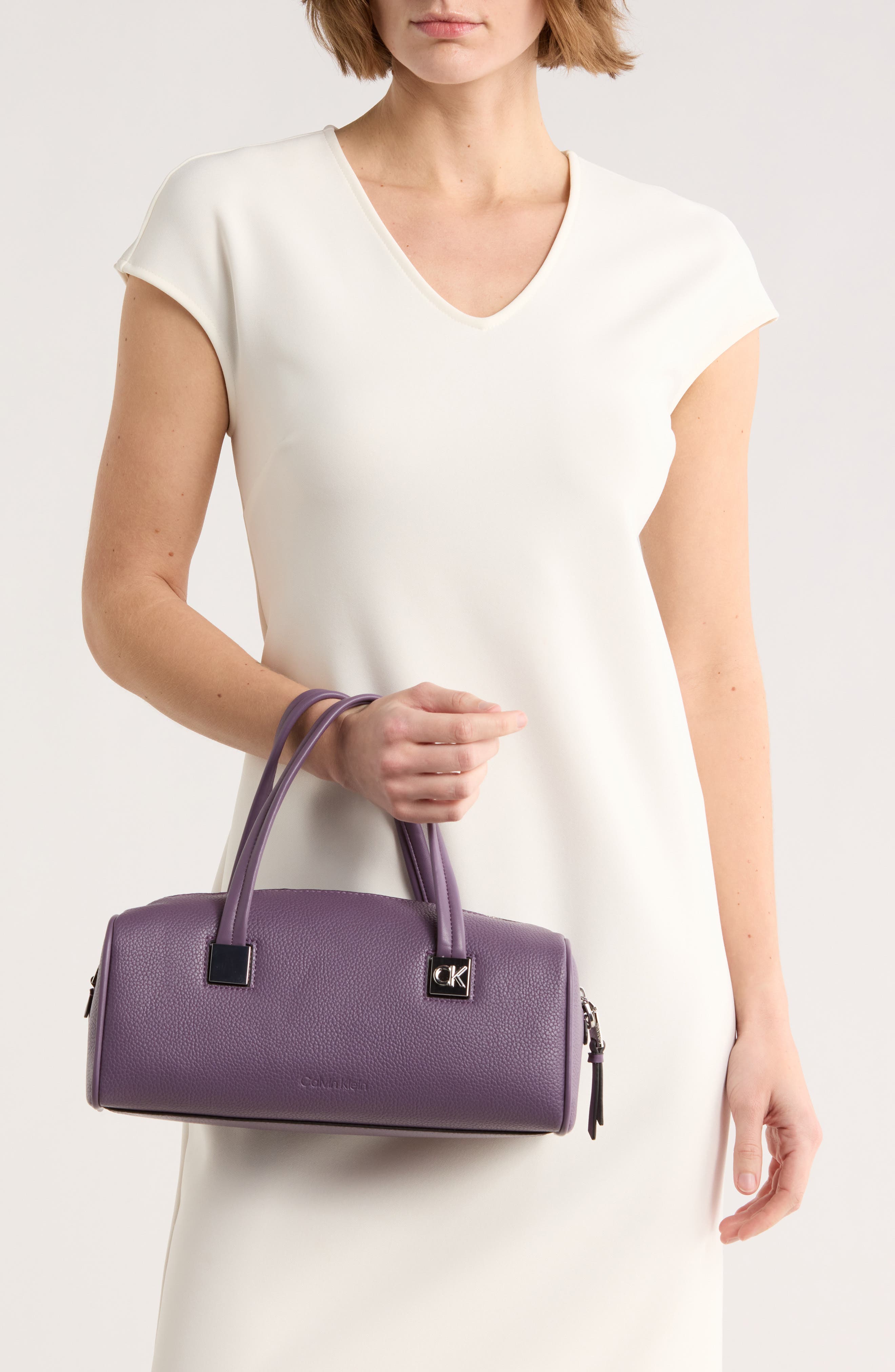 Calvin Klein Rue Satchel Bag, Alternate, color, Winter Plum