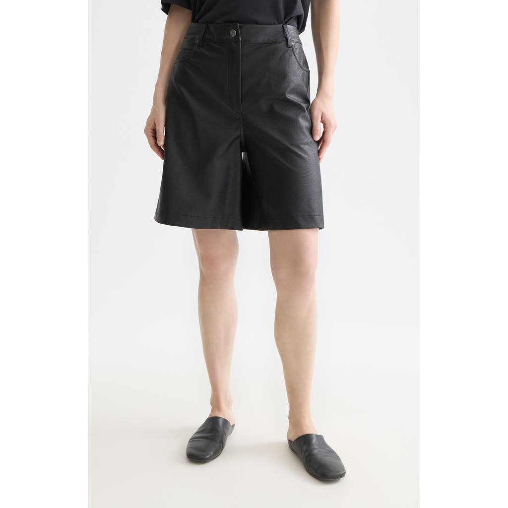 Scotch & Soda High Waist Faux Leather Shorts In Black
