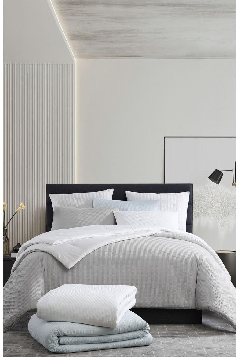 Waffle Piqué Duvet Cover & Shams Set, Main, color, CHALK