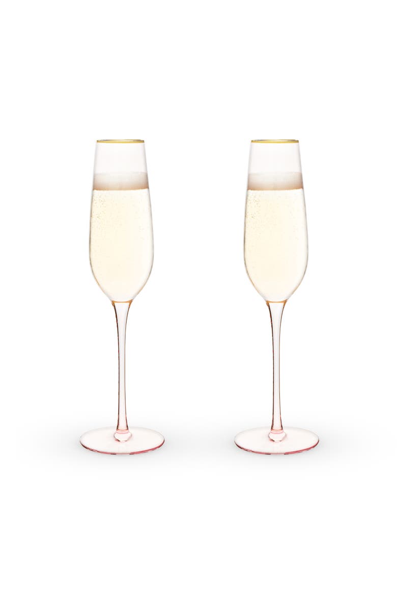 Rose Crystal Champagne Flutes Set of 2, Main, color, Pink