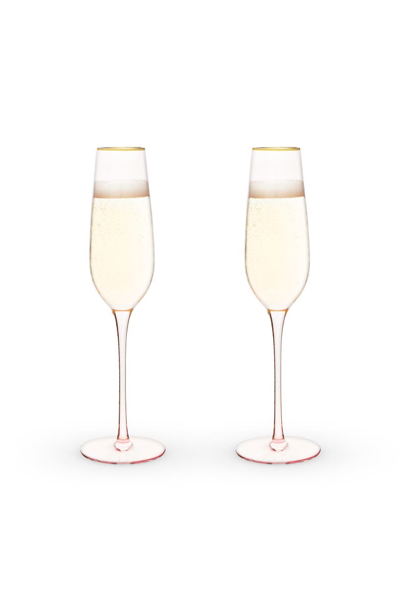TWINE Rose Crystal Champagne Flutes Set of 2, Main, color, Pink