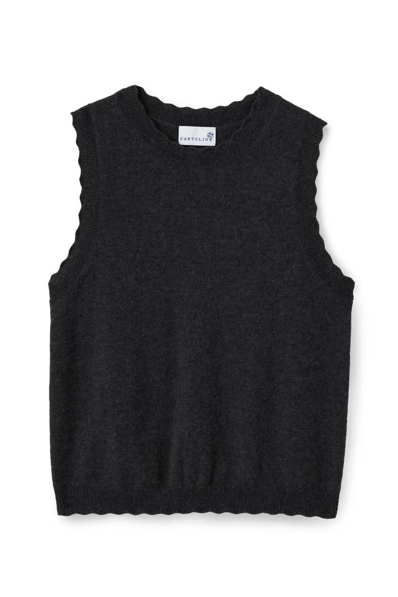 Lou Cashmere Sweater Shell, Alternate, color, Noir