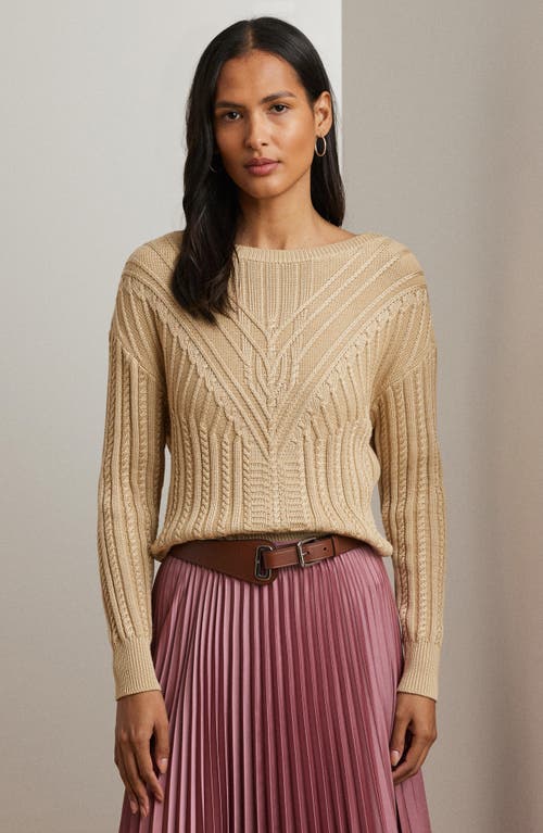 Shop Ralph Lauren Lauren Cable Stitch Sweater In Sand Dune