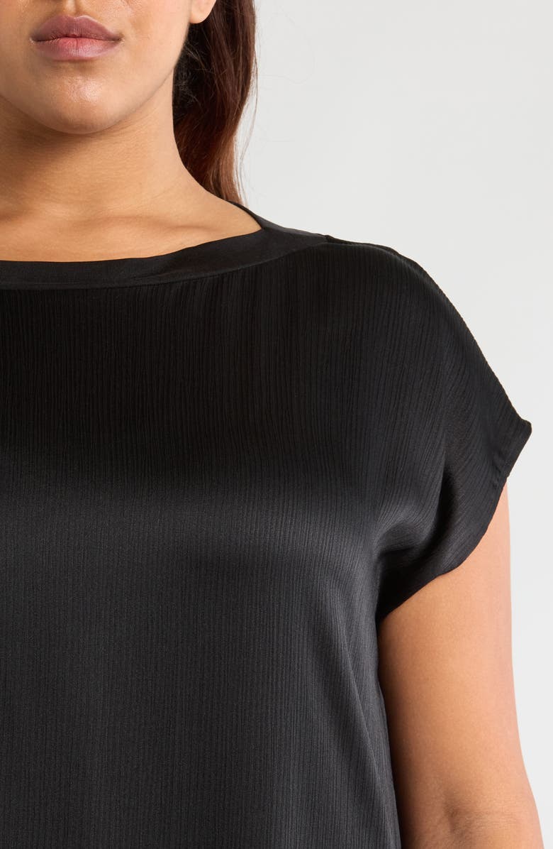Eileen Fisher Bateau Neck Silk Shift Dress, Alternate, color,