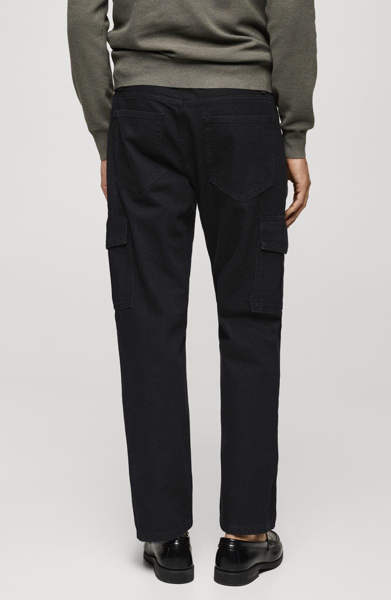 MANGO Regular Fit Cargo Jeans, Alternate, color, Black Denim