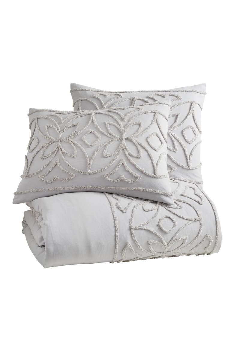 Chenille Border Comforter & Shams Set, Main, color, GREY