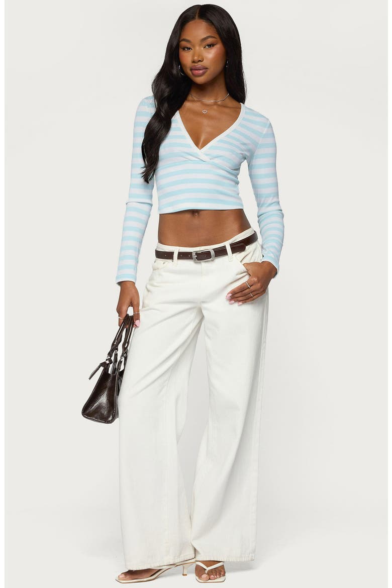 Phoebey Striped V-Neck Top, Alternate, color, LIGHT-BLUE-AND-WHITE