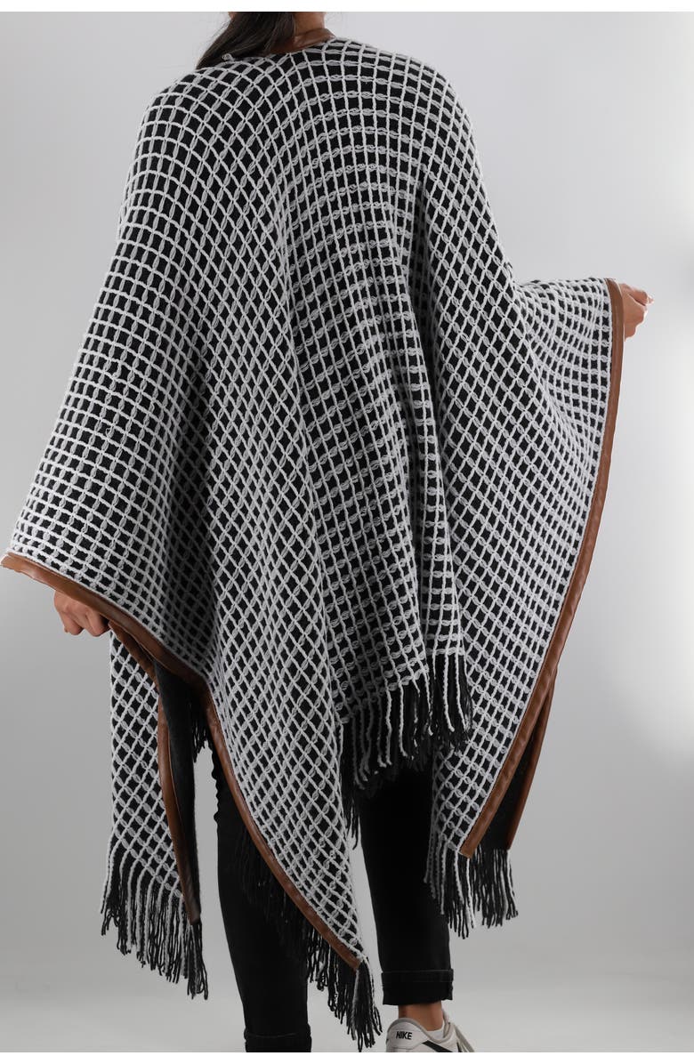 La Fiorentina Oversized Open Knit Ruana with Fringe, Alternate, color, 