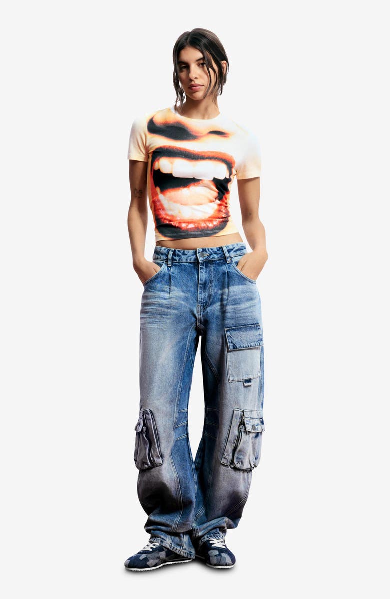 Desigual Print Cotton Blend T-Shirt, Alternate, color, White