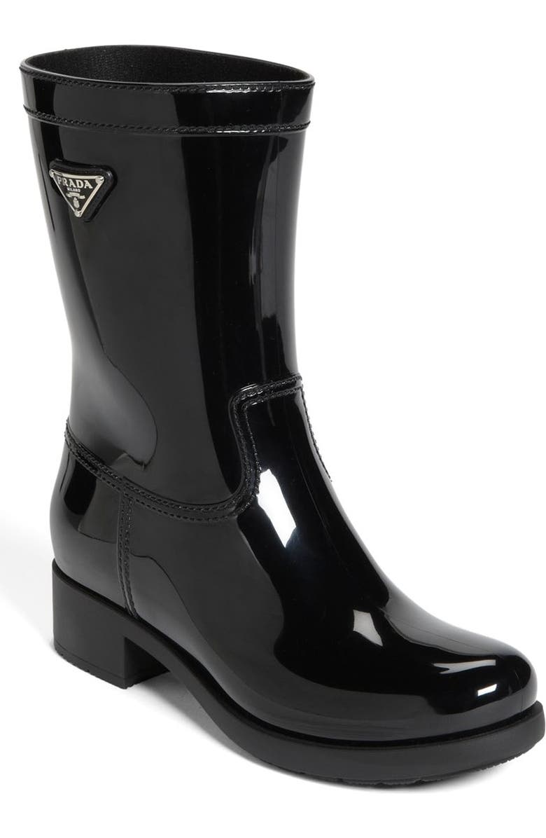 Prada Rubber Rain Boot, Main, color,
