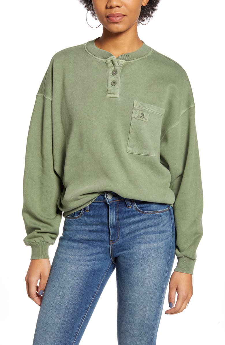 BDG Urban Outfitters Henley Sweatshirt, Main, color, 
