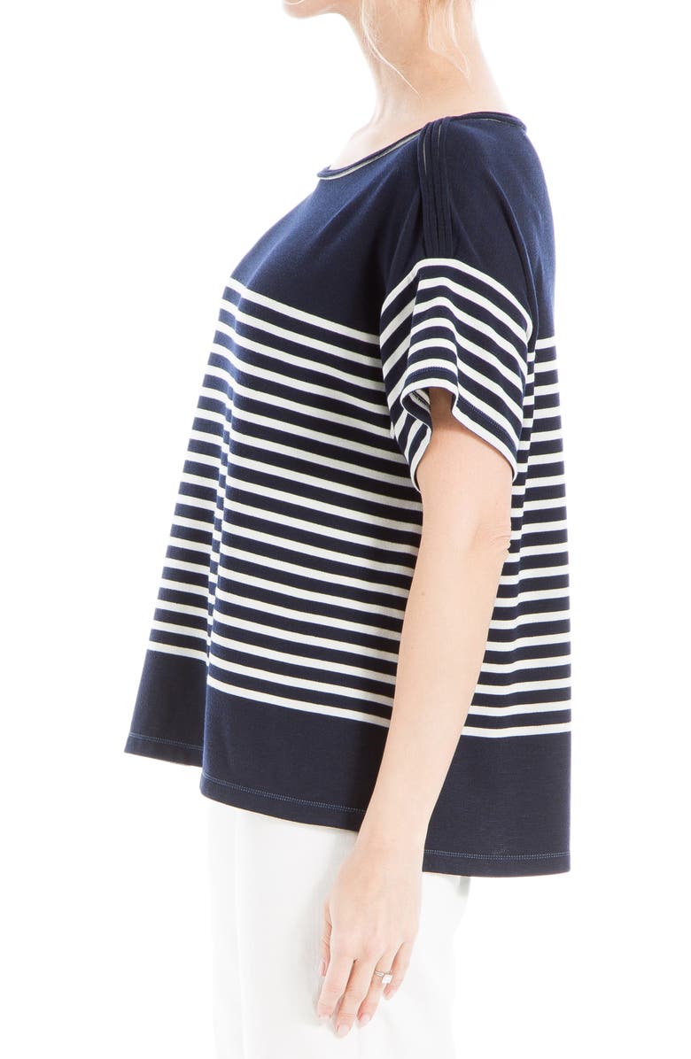 MAX STUDIO Stripe Boatneck T-Shirt, Alternate, color, Navy/ Cream