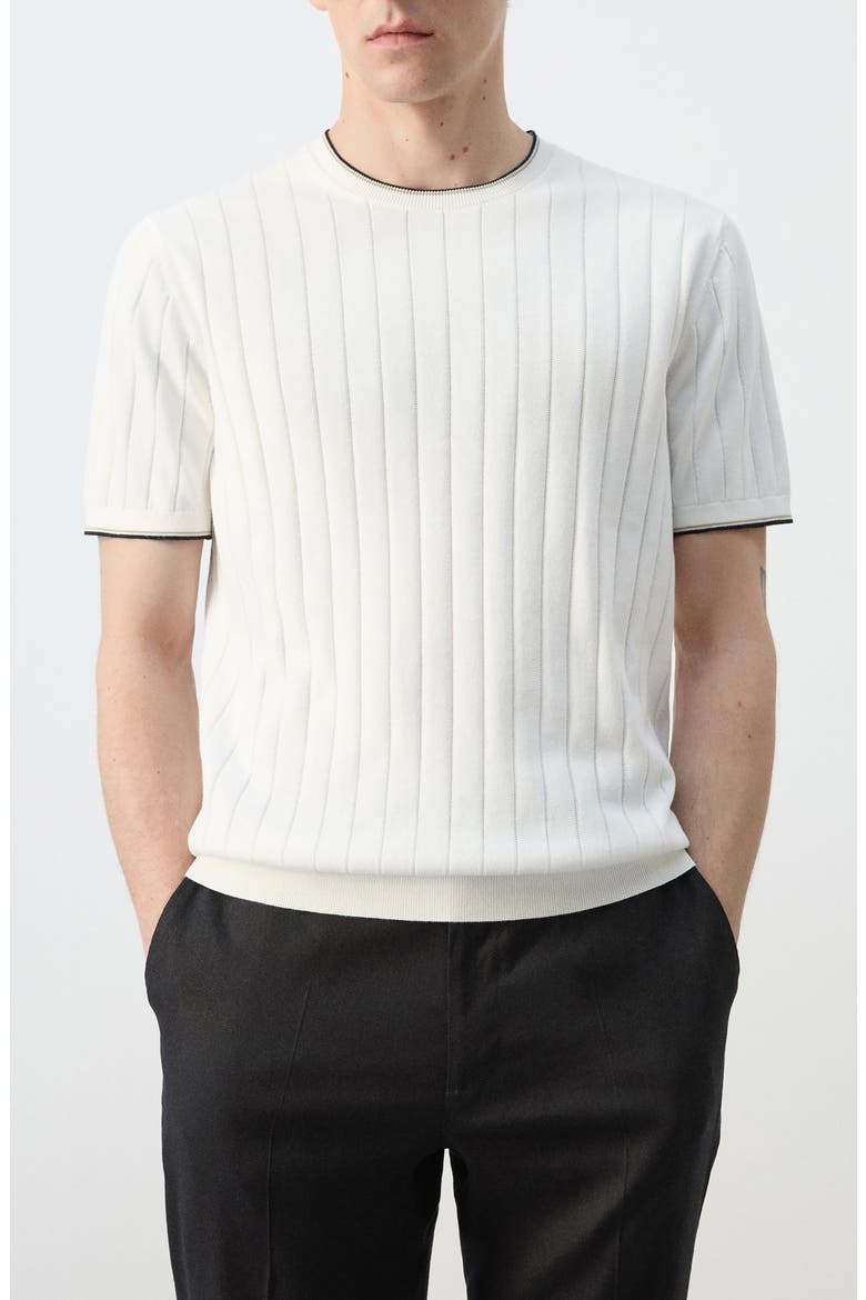 Rib Crewneck Shirt, Main, color, OFF WHITE