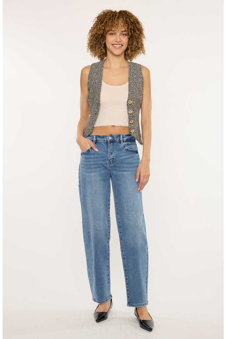 Grace Essentials High Rise Slim Barrel Jeans, Alternate, color, Medium Wash