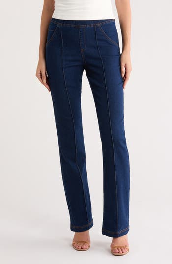 Hue Denim Bootcut Leggings In Blue