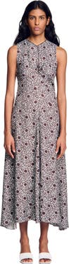 SANDRO Daisy print maxi dress