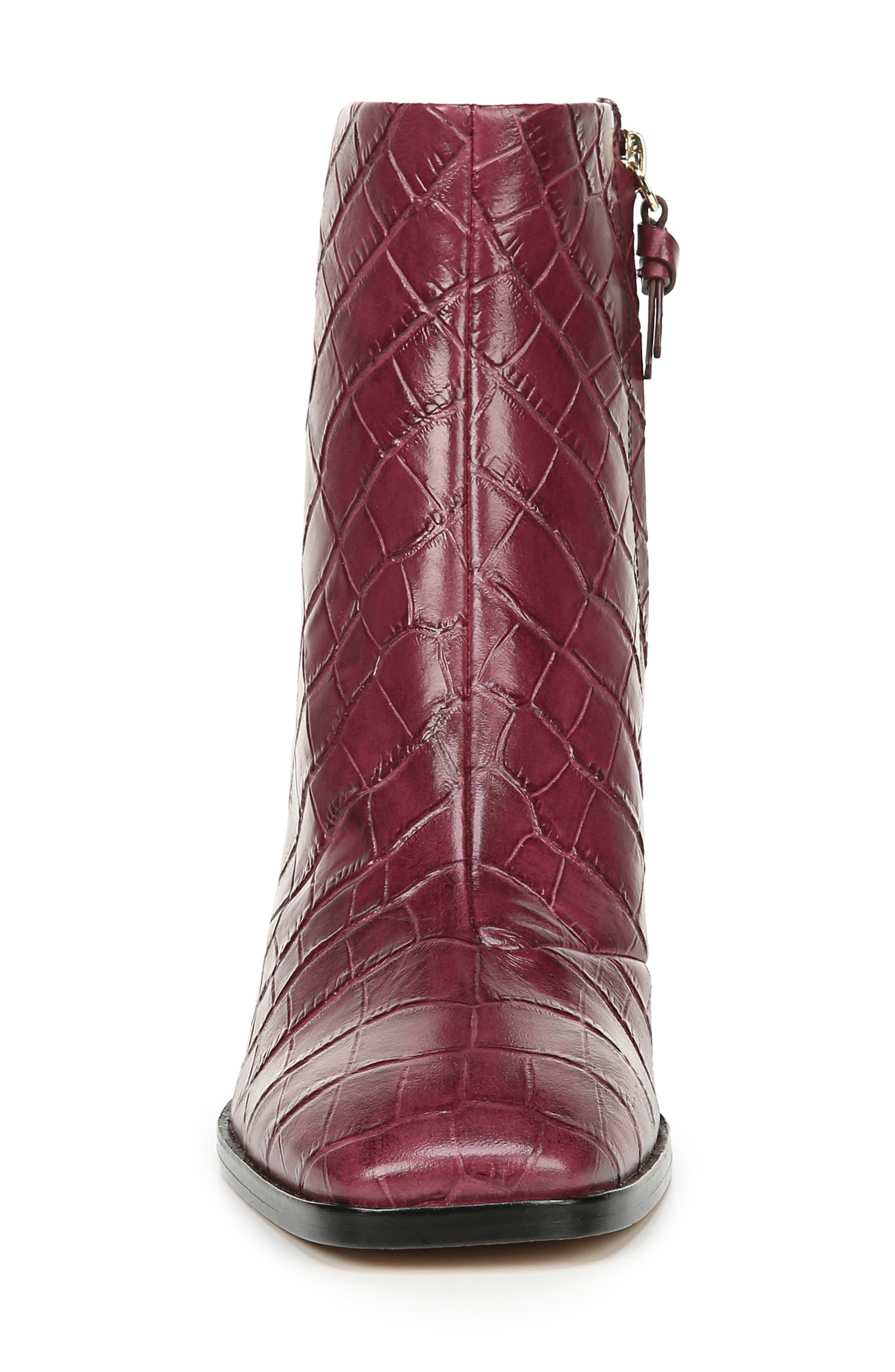 Thelma Croc Embossed Bootie, Alternate, color, BURGUNDY