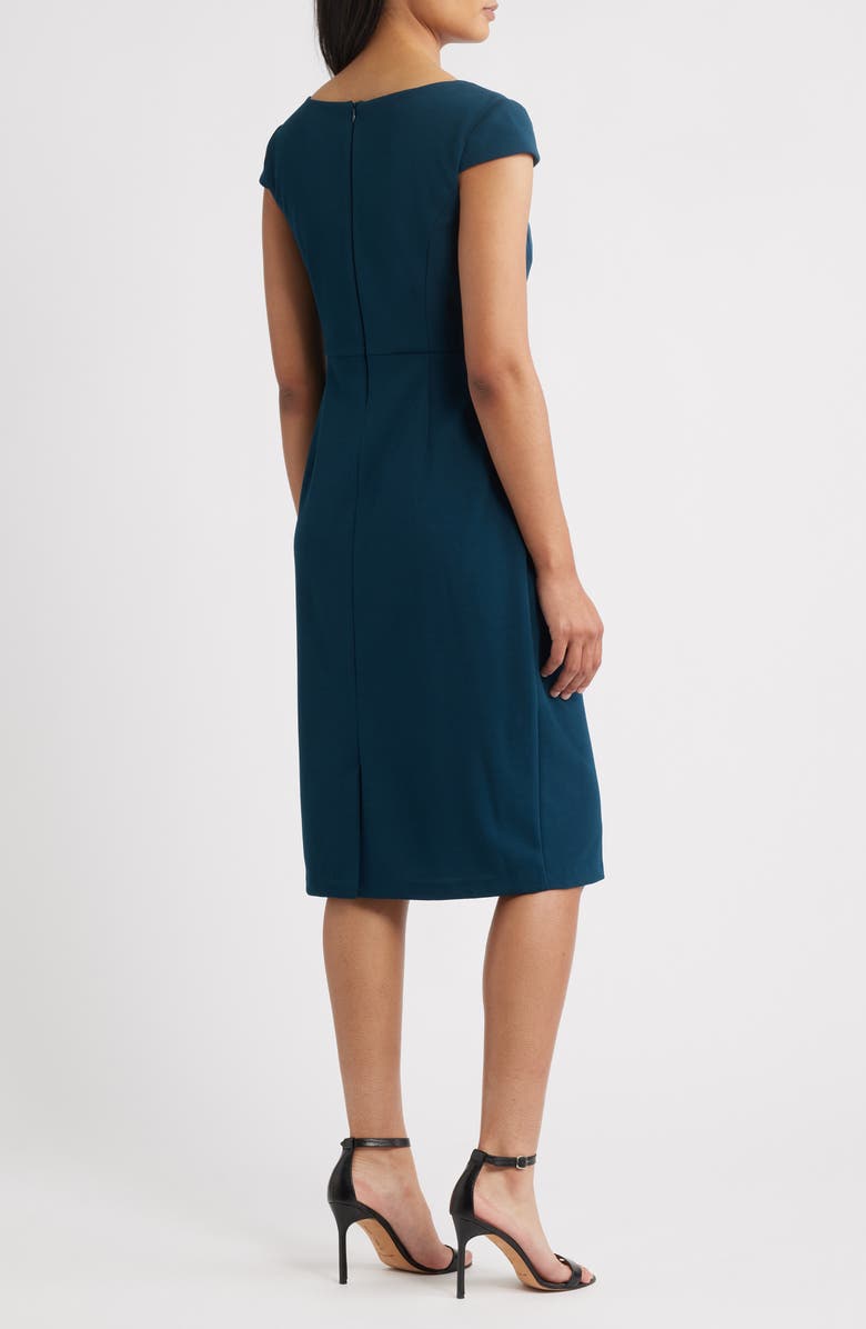 Connected Apparel V-Neck Sheath Dress, Alternate, color, Dark Mallard/Gold