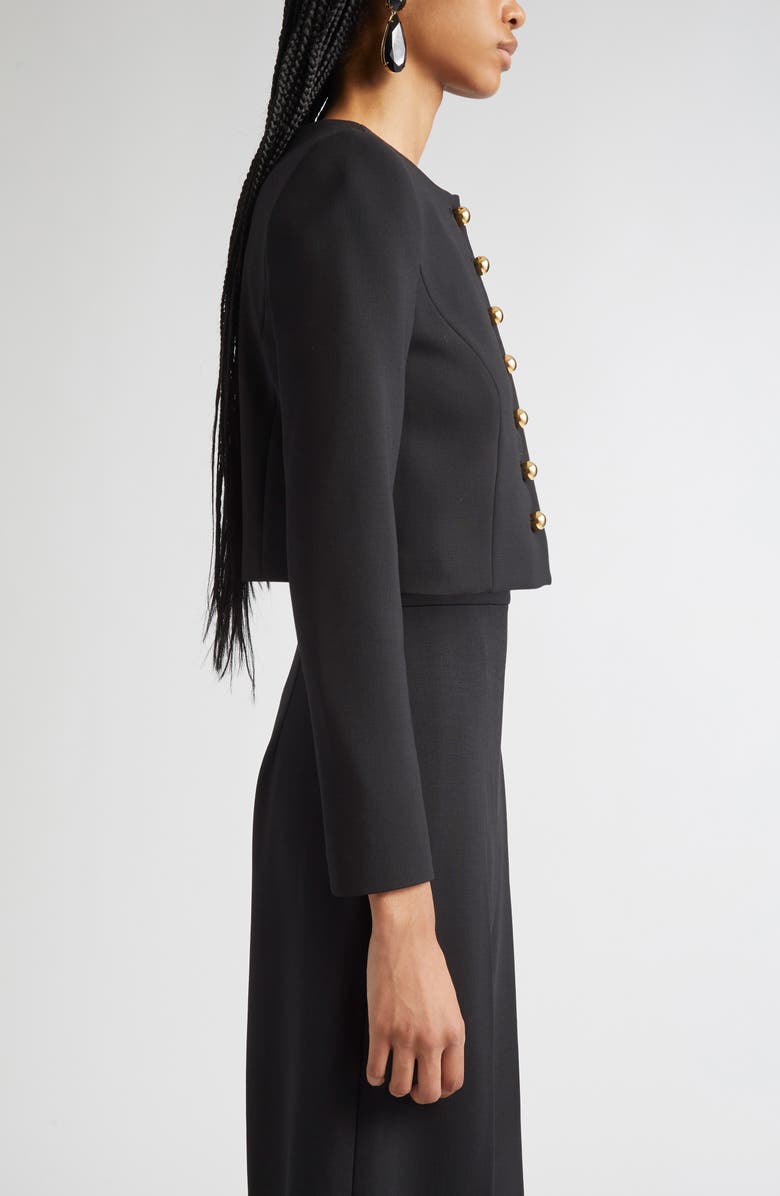 Carolina Herrera Collarless Crop Jacket, Alternate, color, Black
