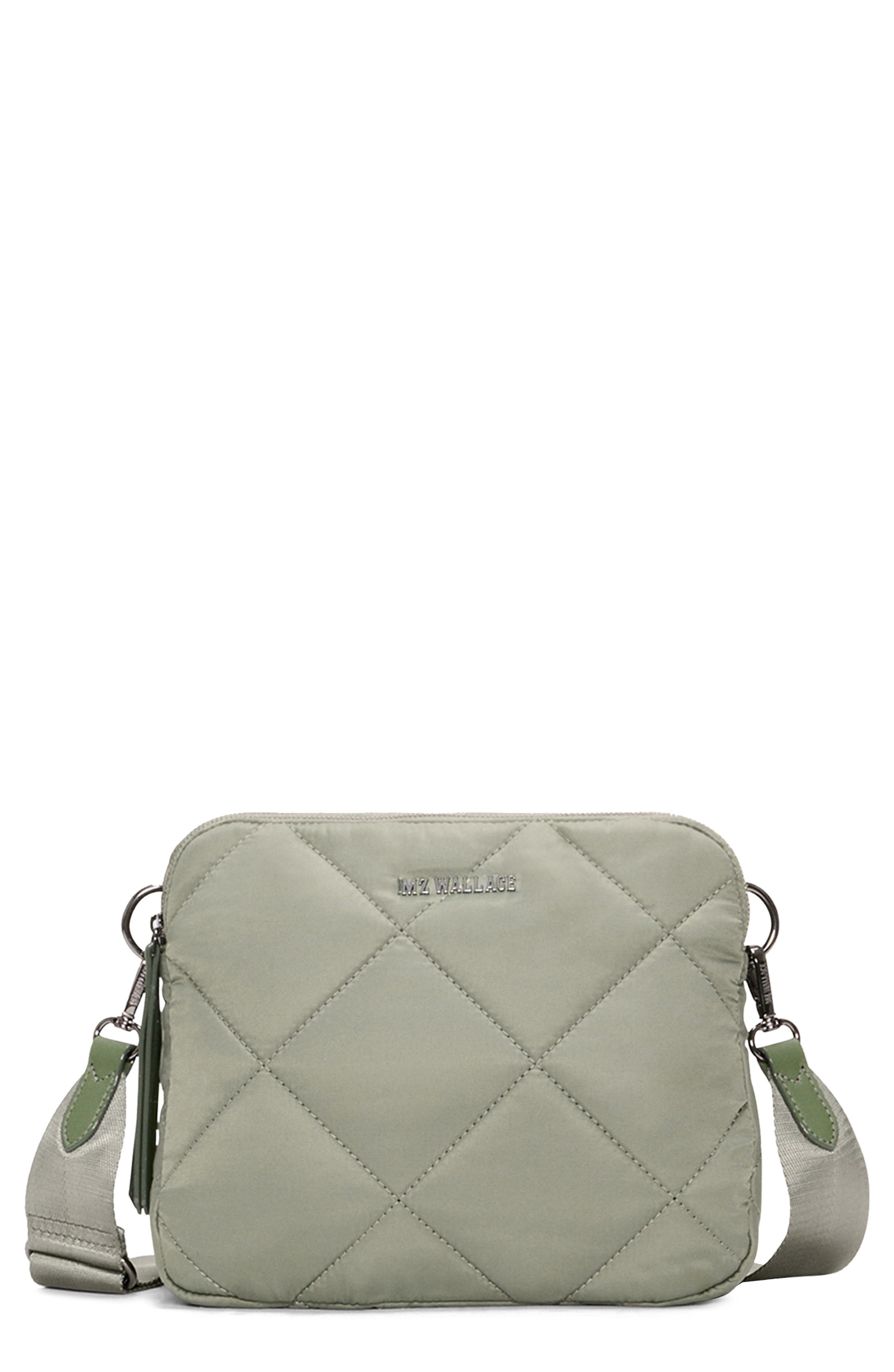 MZ Wallace Madison Quilted Nylon Crossbody Bag, Main, color, Agave Green
