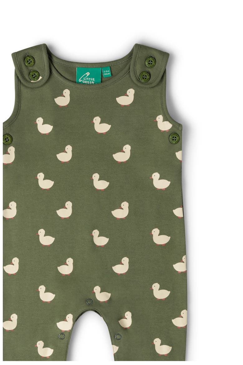 Kids' Duck Print Organic Cotton Dungarees, Alternate, color, GREEN