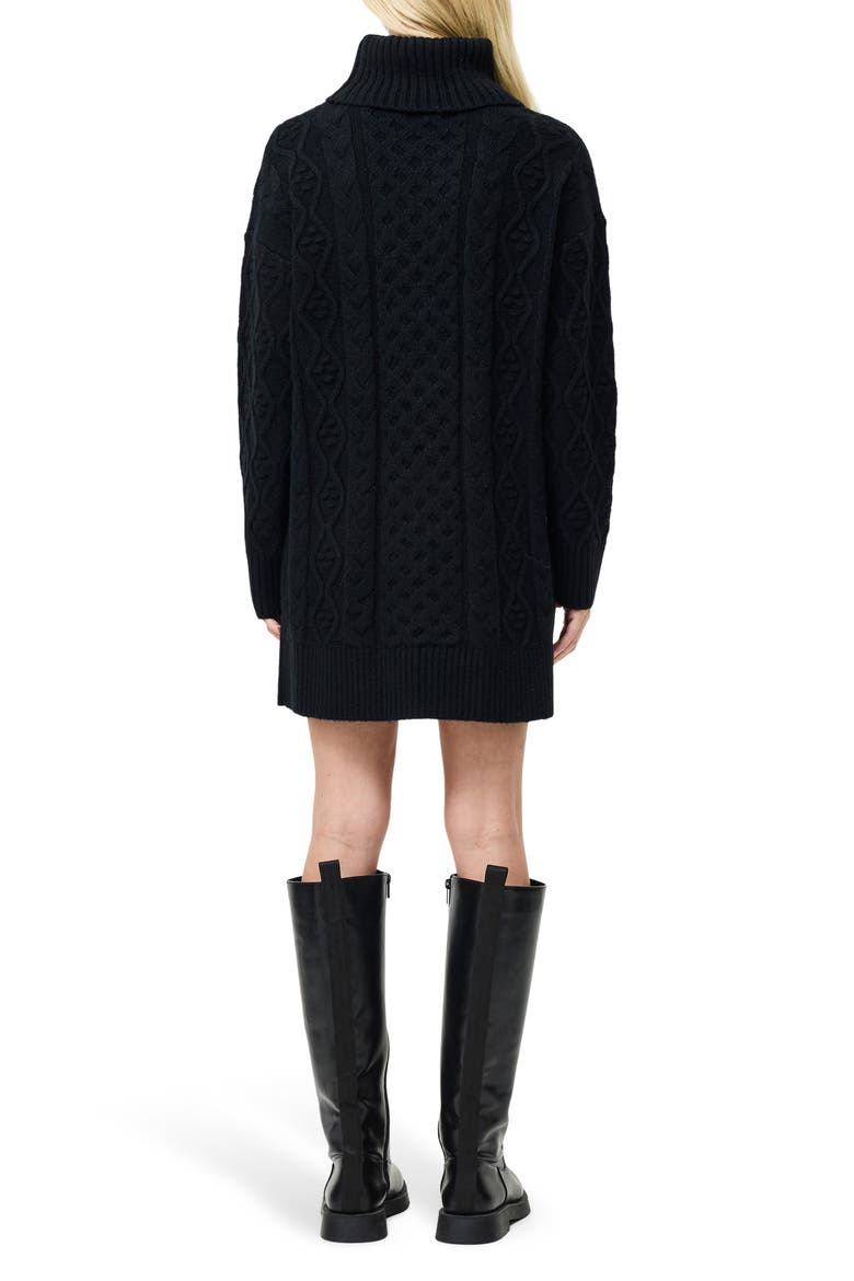 Makira Long Sleeve Cable Stitch Sweater Dress, Alternate, color, BLACK
