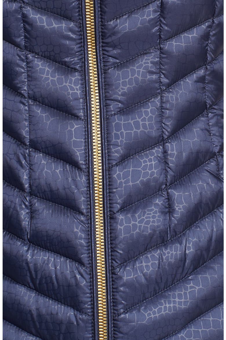 Embossed Mixed Media Down Vest with Detachable Faux Fur Trim Hood, Alternate, color, MIDNIGHT BLUE EMBOSS