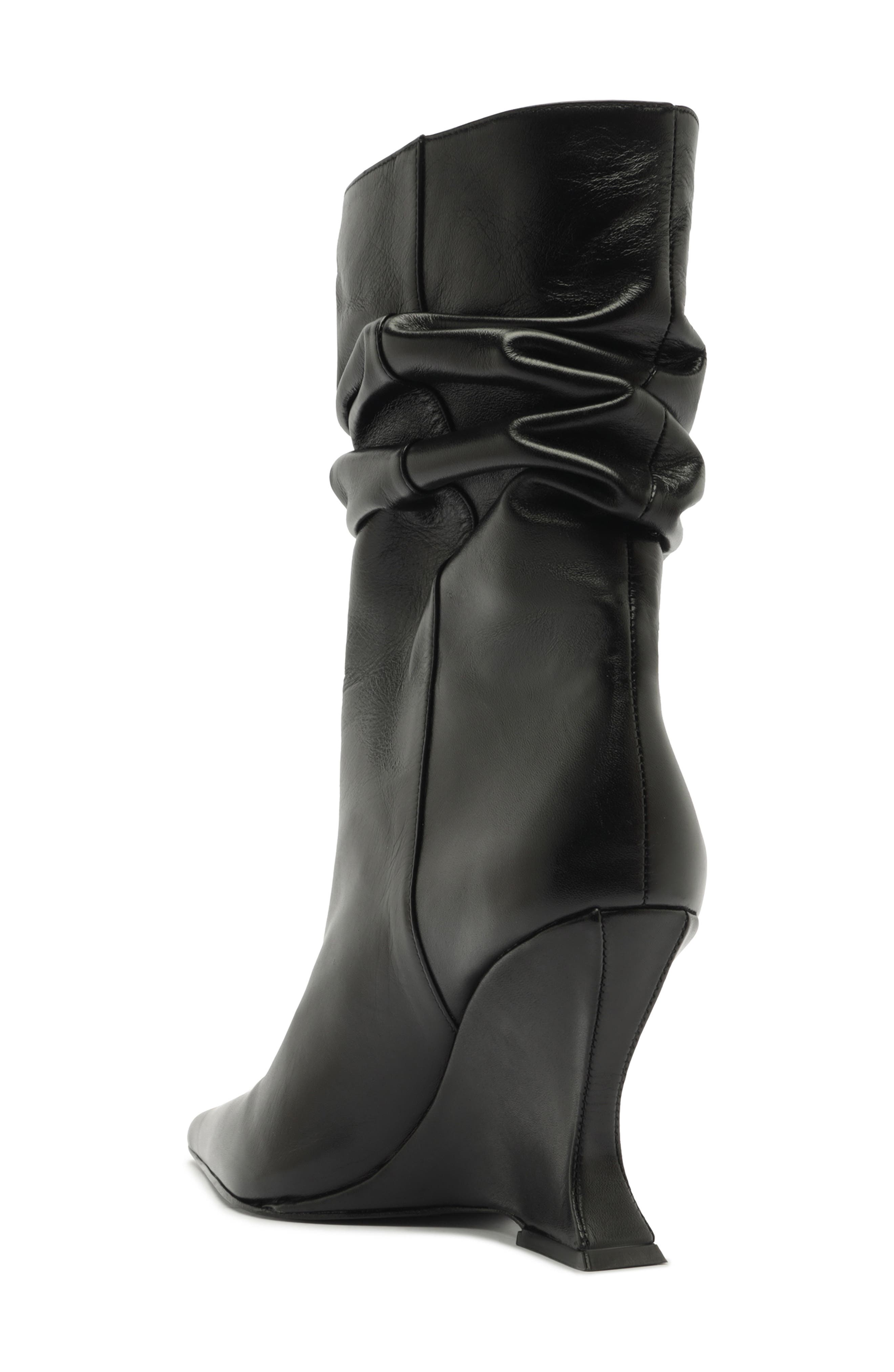 Schutz Siena Slouch Wedge Bootie, Alternate, color, Black