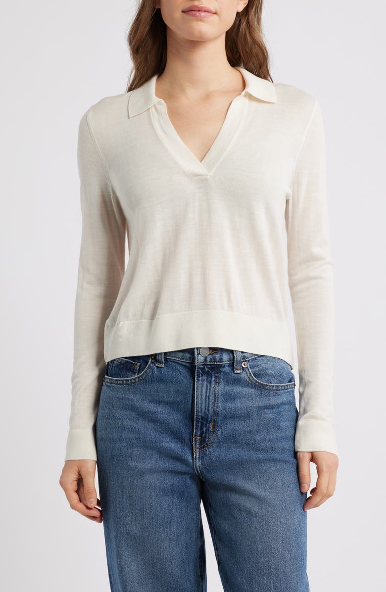 Mavi Jeans Slim Fit Wool Sweater, Main, color, Antique White