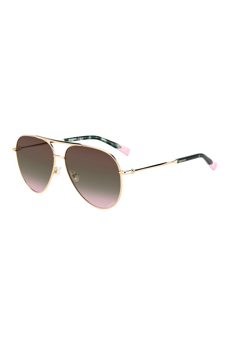 57mm Gradient Aviator Sunglasses, Alternate, color, GOLD