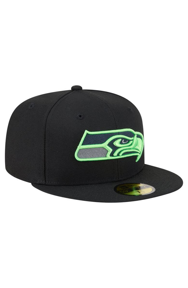 New Era Men's New Era  Black Seattle Seahawks Color Pop 59FIFTY Fitted Hat, Alternate, color, Black