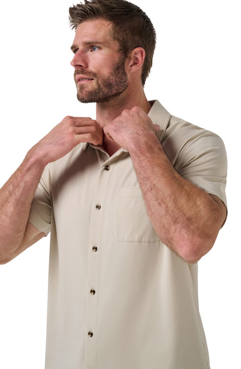 TravisMathew Comfortknit Beach Short Sleeve Shirt, Alternate, color, Italian Sand