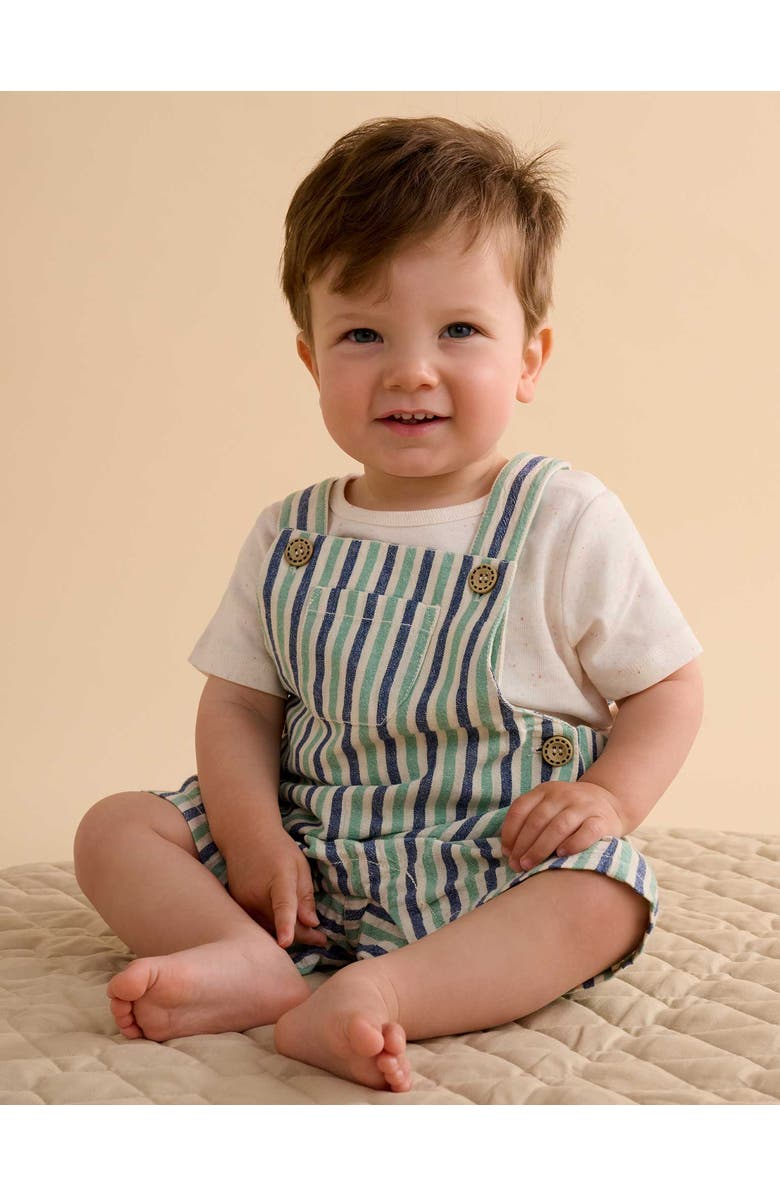 Purebaby Striped Overalls, Alternate, color, Iguana Stripe