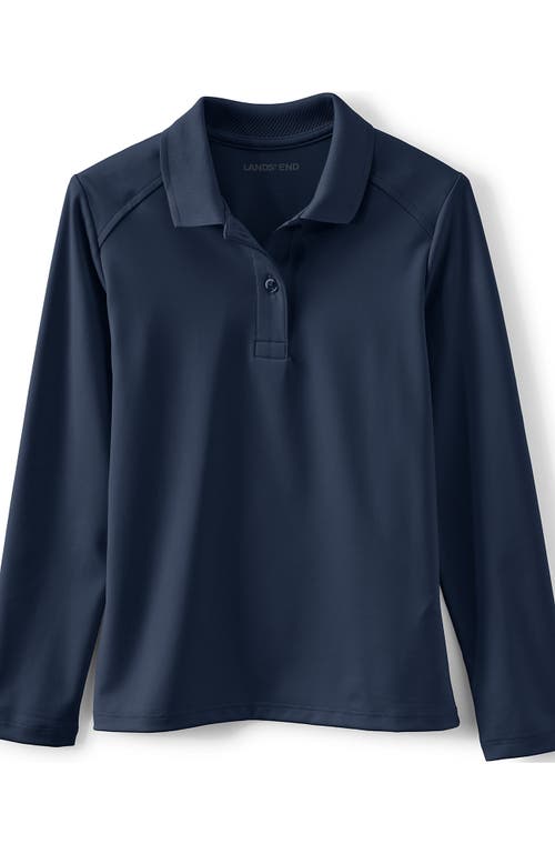 Lands' End School Uniform Girls Long Sleeve Feminine Fit Rapid Dry Polo Shirt In Black