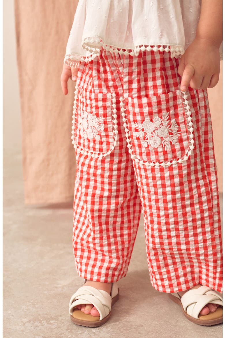 Kids' Embroidered Peplum Tank & Gingham Pants Set, Alternate, color, RED