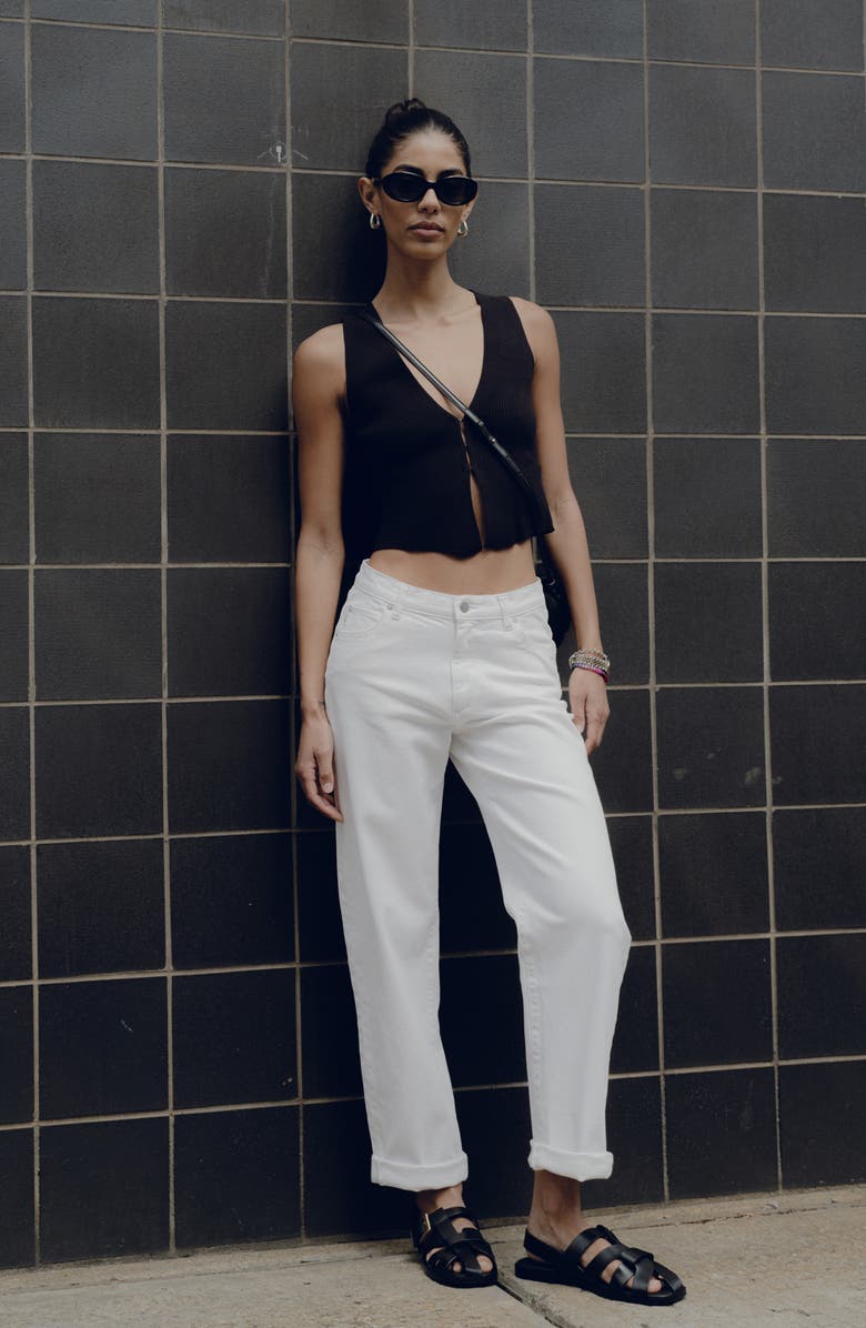 DL1961 Thea Relaxed Tapered Boyfriend Ankle Jeans, Alternate, color, White Cuffed