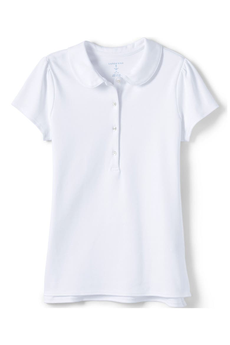 Girls Short Sleeve Peter Pan Collar Polo Shirt, Alternate, color, White