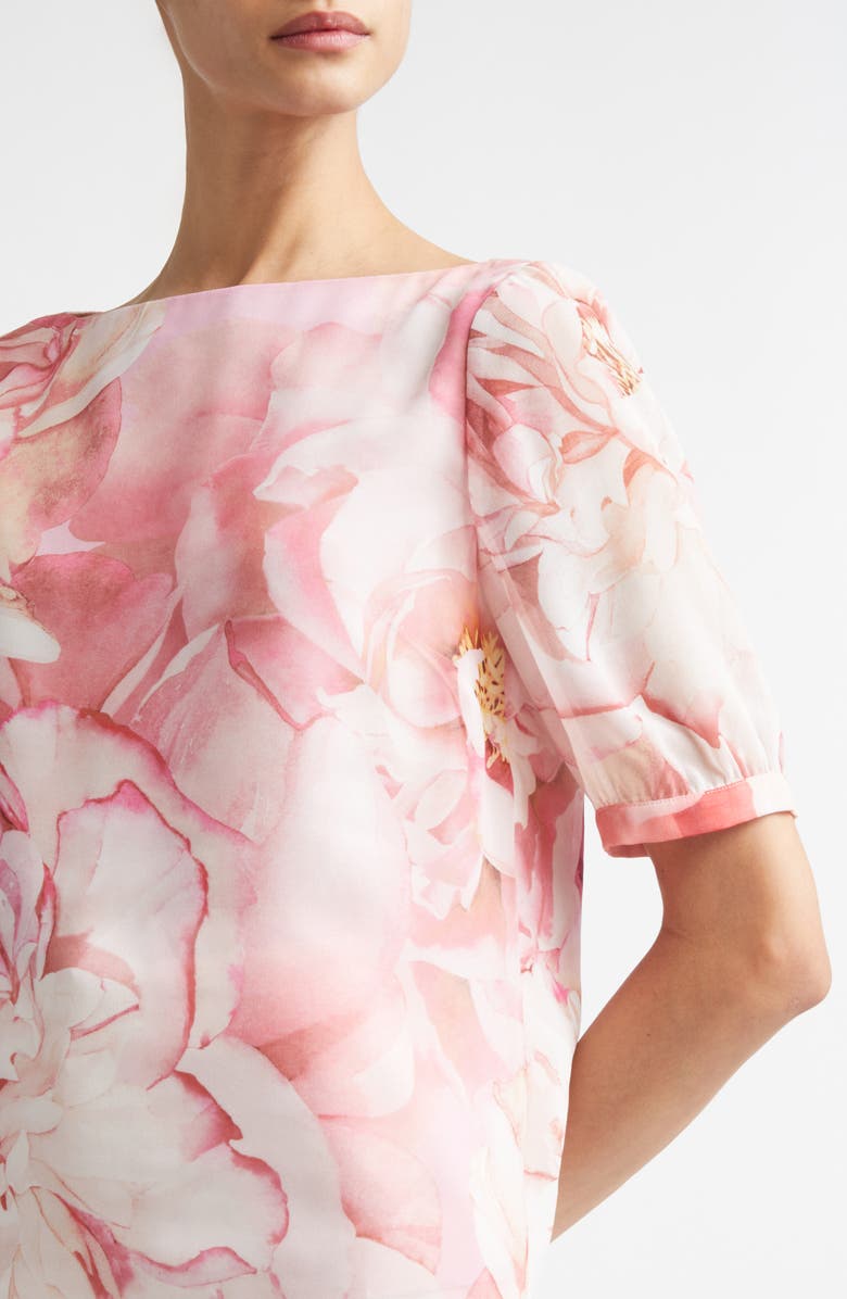 ST. JOHN Monique Le Jardin Print Georgette Top, Alternate, color, Soft Peony Multi