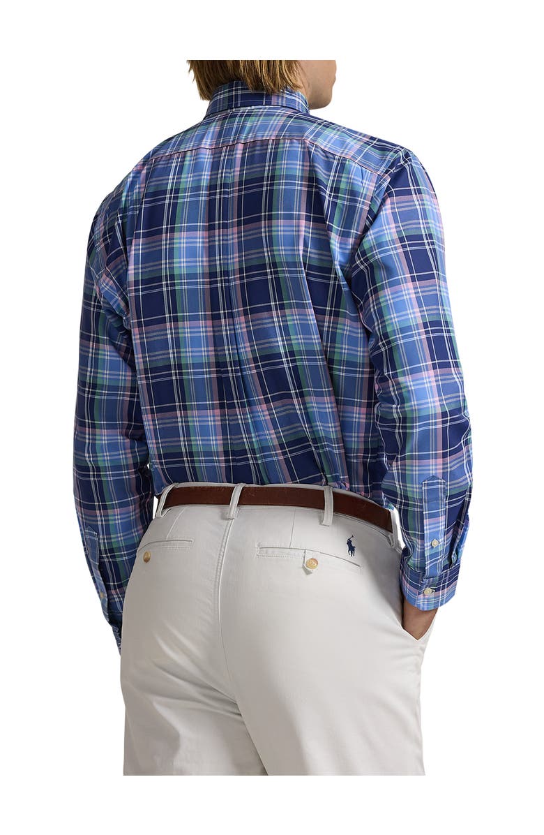 Polo Ralph Lauren Big & Tall Performance Oxford Sport Shirt, Alternate, color, Navy Pink