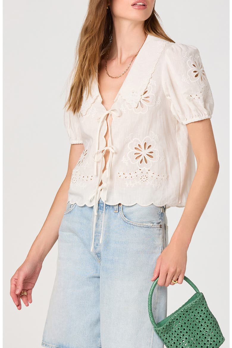 Eider Tie Front Eyelet Top, Alternate, color, WHITE