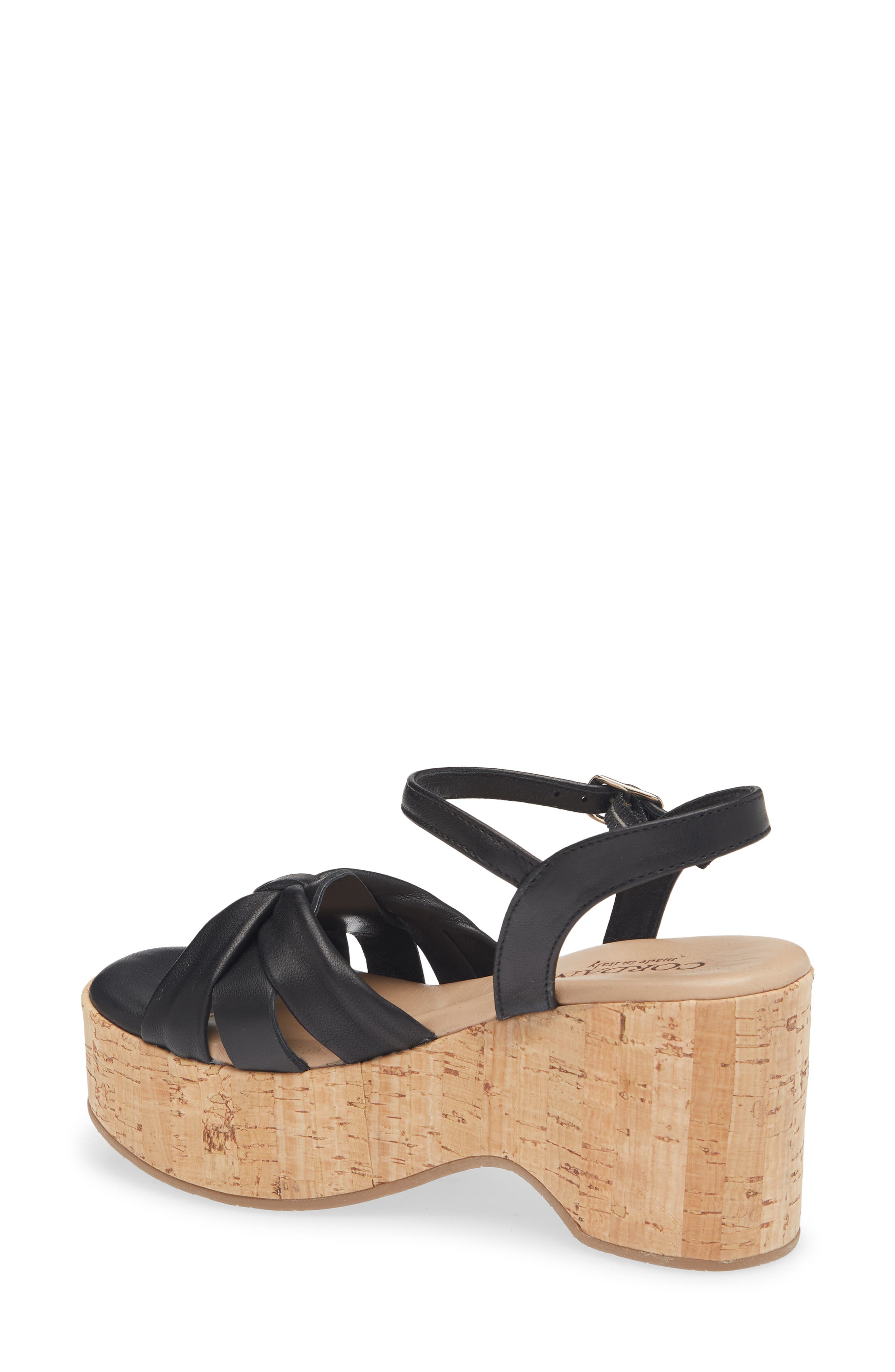 Cordani Jeffy Cork Platform Sandal, Alternate, color, Black Leather