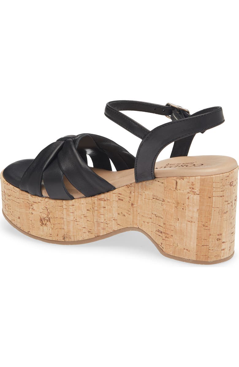 Cordani Jeffy Cork Platform Sandal, Alternate, color, Black Leather