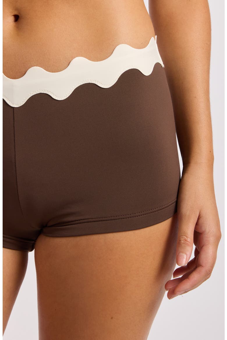 Ric Rac Boyleg Swim Shorts, Alternate, color, DARK CHOCOLATE