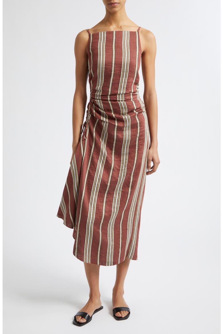 Naomi Stripe Linen Blend Dress, Main, color, BRUNETTE MULTI